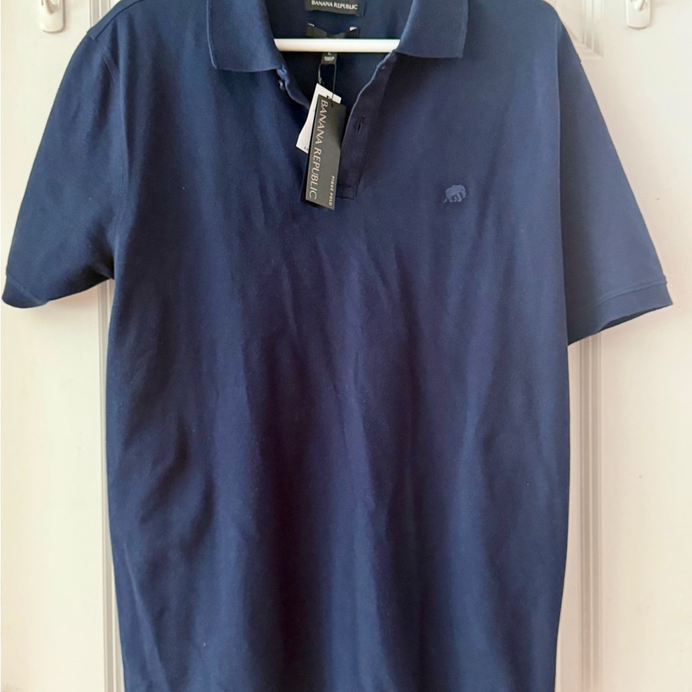 Banana Republic Men's Dark Blue Polo Shirt - Slim Fit, Large Tall -New with Tags